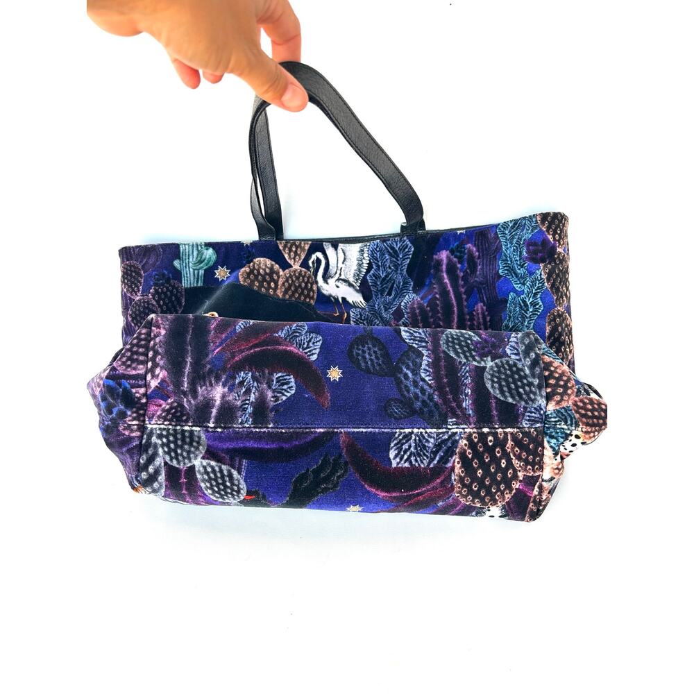 Vintage Y2K Roberto Cavalli Velvet Oversized Tote Bag Leopard Animal Purse - Picture 8 of 10